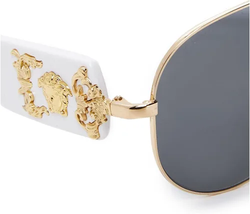 Vista 10 de Versace Gafas de sol Hombre Montura Dorada, Lentes Gris Oscuro, 0MM