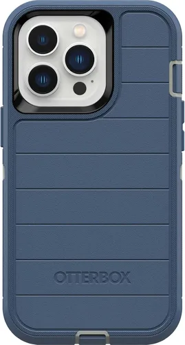 Vista 2 de OtterBox Funda para iPhone 13 Pro (solamente) de la serie Defender - Fort Blue, resistente y duradera, con protección de puerto, incluye soporte