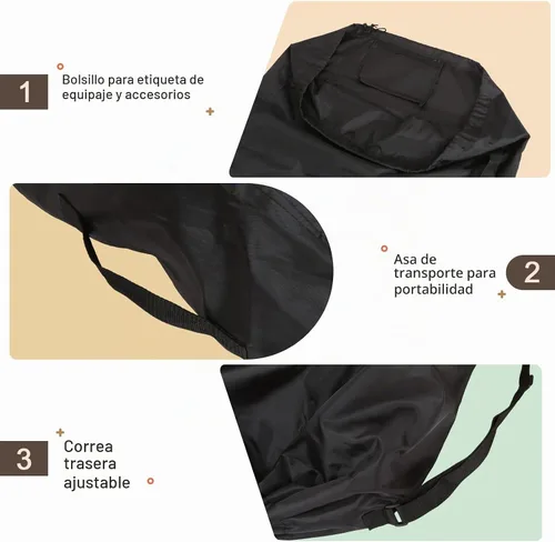 Vista 3 de LIHAO Bolsa de cochecito para avión, bolsa de viaje para asiento de automóvil, color negro Bolsa de transporte de viaje impermeable Oxford 600D