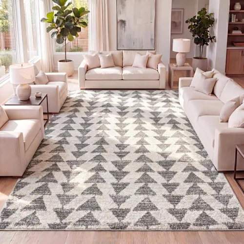 Vista 14 de JONATHAN Y Aisha - Alfombra geométrica triangular marroquí negra/crema, 2x8, contemporánea, moderna, fácil de limpiar para sala de estar