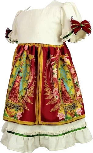 Vista 2 de Vestido de Bebé Niña Pequeña Virgen de Guadalupe Guadalupana Algodón Hecho a Mano Tradicional