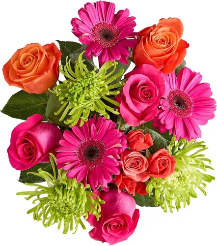 Vista 7 de 1800 flores – Ramo individual de flores vibrantes (florero transparente incluido) Flores de primavera recién cortadas para entrega Regalo