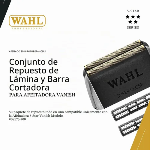 Vista 2 de Wahl Professional Vanish - Cabezal de aluminio y barra de corte, modelo Se adapta a las afeitadoras Wahl Vanish, el juego de láminas y cortadores