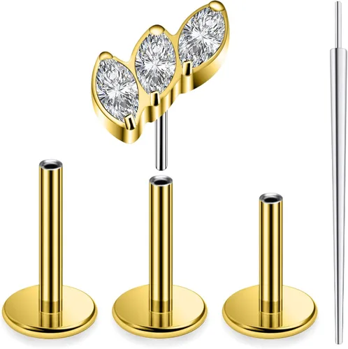 Vista 16 de 20G 18G 16G Astm F136 - Aretes de titanio sin rosca con parte trasera plana, tragus hélice, caracola, piercing, nariz, labio, hélice, cartílago