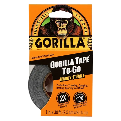 Vista 8 de Cinta Gorilla, Mini Cinta de Ducto para llevar, 1" x 10 yardas tamaño de viaje, negro, (paquete de 2)