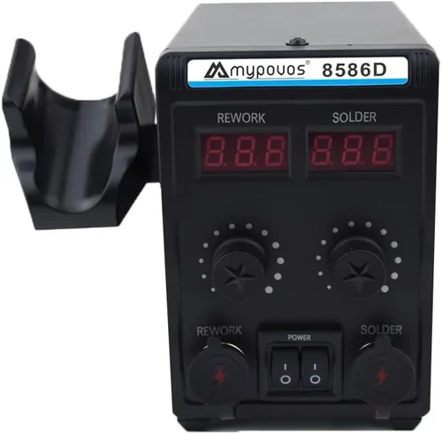 Vista 8 de 8586D Estación de soldadura de 110 V, estación de retrabajo de aire caliente SMD con pantalla LCD dual digital 2 en 1 y soldador, 750 W