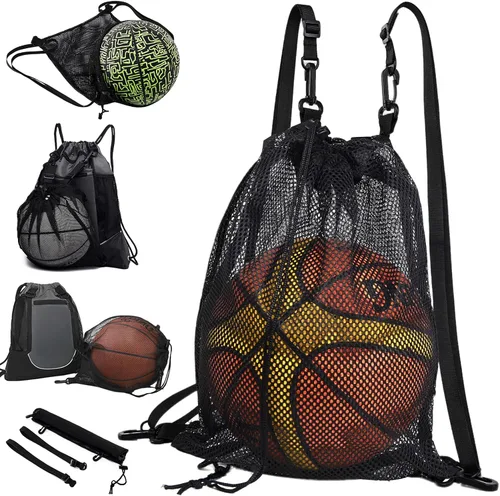 Vista 12 de STAY GENT - Mochila con cordón de baloncesto para niños, mochila de fútbol plegable, bolsa de gimnasio, mochila deportiva con bolsa de malla