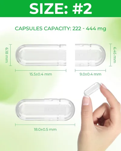 Vista 8 de Cápsulas de píldoras vacías veganas tamaño 2 a base de plantas transparentes (100 unidades) sin gluten, sin OMG, kit de llenado de tapas