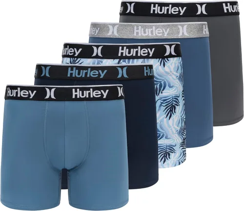 Vista 37 de Hurley calzoncillos tipo bóxer elásticos para hombre, paquete de 5 Combo de helecho de carbón