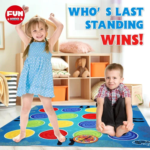 Vista 5 de FunKidz - Juego clásico de poses giratorias, juego de fiesta gigante para niños y adultos, mayor tamaño, actividad familiar en interiores