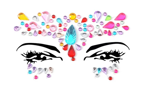 Vista 5 de FACEGEM LONDON Gemas Faciales Adhesivas con Purpurina Calcomanía de Tatuaje de Joyas Gemas de Festival Fiesta Rave Maquillaje Corporal 100 PIEZAS