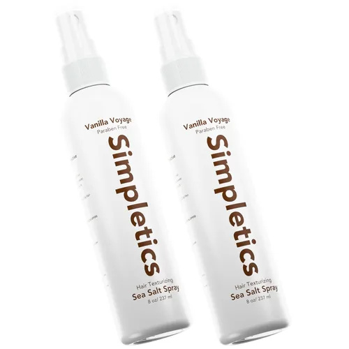Vista 9 de Simpletics Espray para el cabello con sal marina del Himalaya (aroma a vainilla), fórmula natural de 5 ingredientes para ondas de playa y volumen