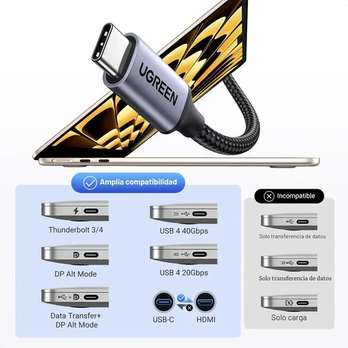 Vista 9 de UGREEN Cable USB C a HDMI (4K @60Hz) de 3.3 pies, adaptador tipo C a HDMI, Thunderbolt 4/3 a HDMI para oficina en casa, compatible con iPhone 17 Pro