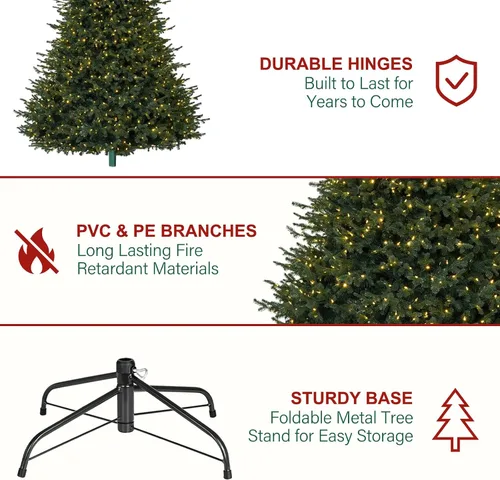 Vista 3 de Hykolity Árbol de Navidad preiluminado prémium de 7.5 pies con 1,050 LED Verde Multicolor