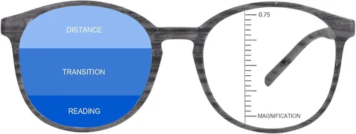 Vista 14 de Gafas presbíopicas multifocales progresivas redondas vintage, gafas de luz anti-azul., Negro
