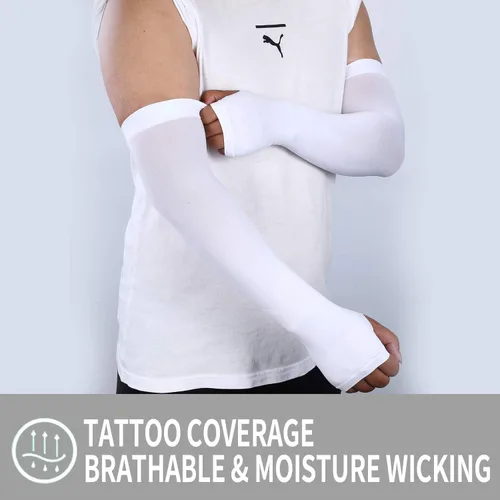 Vista 4 de KUHNMARVIN 2 Pares de Mangas de Brazo de Compresión con Protección UV Refrescantes Mangas de Sol Cobertura de Tatuajes Mangas de Brazo