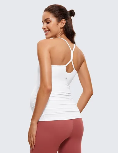 Vista 2 de CRZ YOGA Butterluxe - Camiseta sin mangas de maternidad con espalda en Y para mujer, fruncida, básica, sin mangas, atlética, para yoga