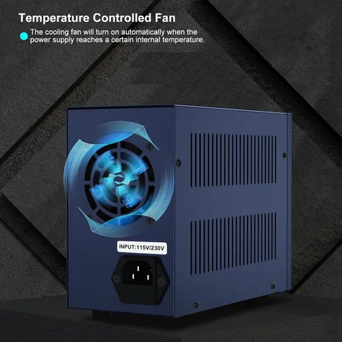 Vista 8 de Fuente de alimentación DC variable 0-32V 0-10A, bancos de alimentación ajustables con almacenamiento de memoria/USB-A y tipo-C de carga rápida/OCP
