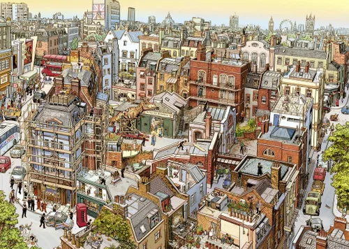 Vista 3 de Heye Nuevo para 2016 Sherlock and Co/Gobel/Knorr Triangular Puzzles (2000 piezas, multicolor)