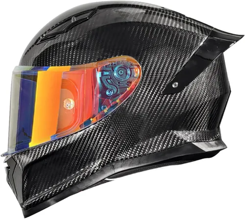Vista 8 de Casco de motocicleta Aldult de cara completa de fibra de carbono, casco de motocicleta de calle aprobado por DOT, para hombres y mujeres, casco de 13