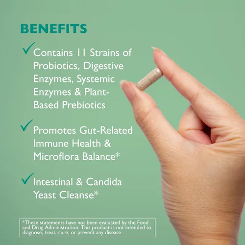 Vista 4 de Floracor - Probióticos y enzimas para apoyar la salud intestinal y intestinal - 180 cápsulas vegetarianas
