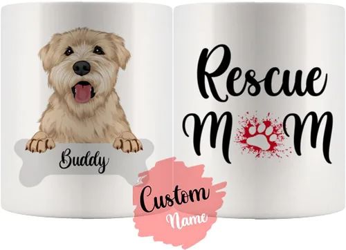 Vista 4 de Taza personalizada de Wheaten Terrier con diseño de perro mamá y papá, taza de Wheatie Dog para hombres y mujeres, taza de regalo de dueño de perro
