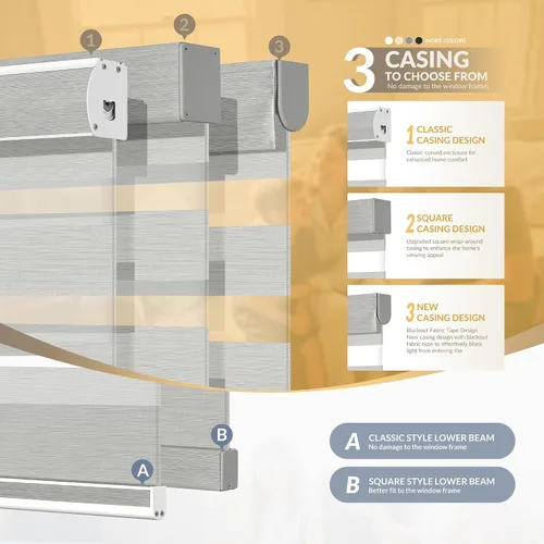 Vista 5 de Boolegon Persianas de cebra motorizadas con control remoto, persianas enrollables de cebra para ventanas con 95% de oscurecimiento, persianas