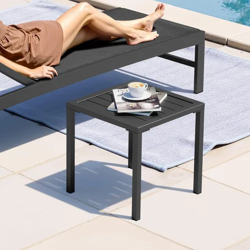 Vista 2 de Crestlive Products Mesa auxiliar de aluminio para exteriores, mesa lateral para silla de piscina, mesa de café pequeña y resistente a la intemperie