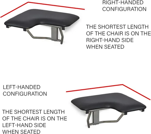 Vista 10 de Asiento de ducha plegable para zurdos de 26 x 22.5 pulgadas, para montaje en pared, compatible con ADA