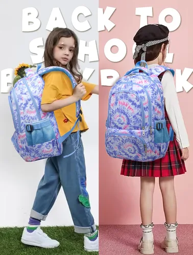Vista 8 de BLUEFAIRY Mochilas infantiles para niñas y niños, regalos de regreso a la escuela para niños, primaria, primaria, escuela secundaria, Violeta claro
