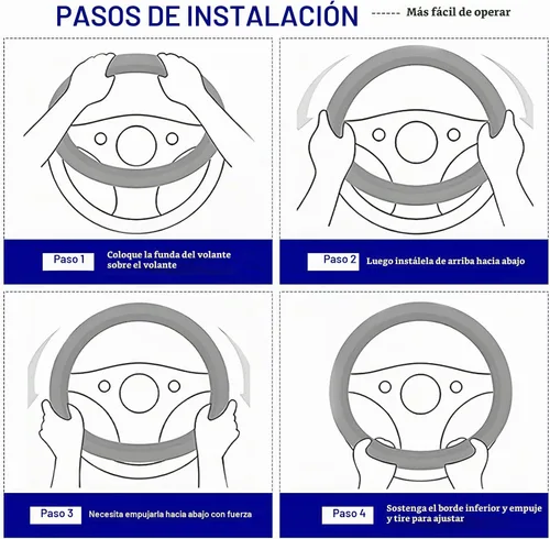 Vista 3 de Funda de volante en forma de D, protector de volante de cuero para automóvil con diseño antideslizante de nido de abeja 3D, funda universal