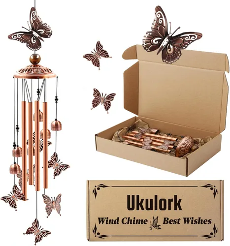 Vista 7 de Campanillas de viento para exteriores en liquidación, Ukulork Angel campanilla de viento de tubo de aluminio con gancho en S, decoración de patio