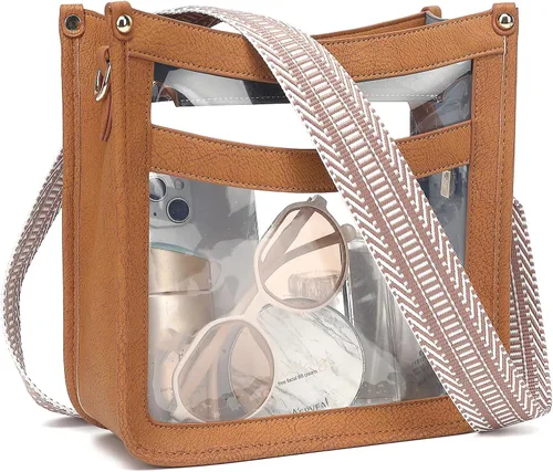 Vista 8 de LOXOMU Bolso cruzado transparente – Bolso transparente aprobado para estadios con correa de guitarra para eventos, conciertos