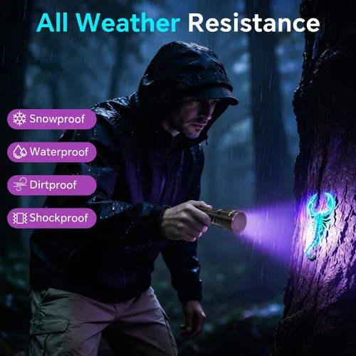 Vista 7 de Linterna de luz UV 365nm luz negra con pantalla LCD Digital