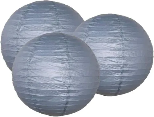 Vista 13 de Paquete de 3 linternas redondas de papel para decoración de boda y fiesta de cumpleaños (azul bebé, 4 pulgadas/3.9 in)