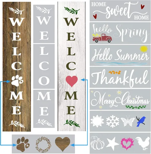 Vista 9 de Plantillas de palabras de granja, 6 plantillas inspiradoras para madera, lienzo y más, el juego de plantillas reutilizables incluye "This is Us
