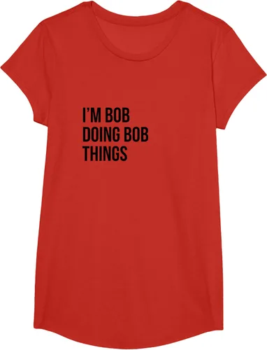 Vista 38 de Camiseta con texto en inglés "I'm Bob Doing Bob Things" Asfalto
