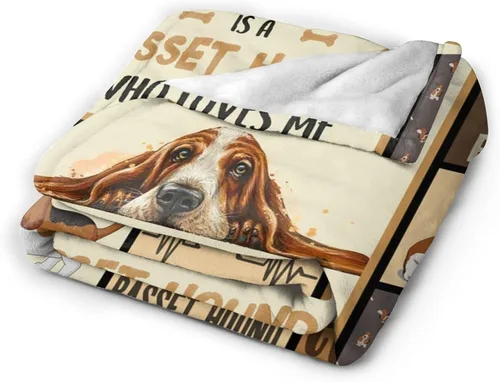 Vista 7 de Linda manta de felpa de Basset Hound, ropa de cama de forro polar súper suave y acogedora para amantes de los perros y niños, 40 x 50 pulgadas