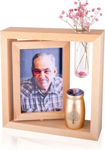 Vista 10 de Bivei Urnas pequeñas para cenizas humanas, urna personalizada de recuerdo con foto y texto para hombres y mujeres, mini urnas para adultos