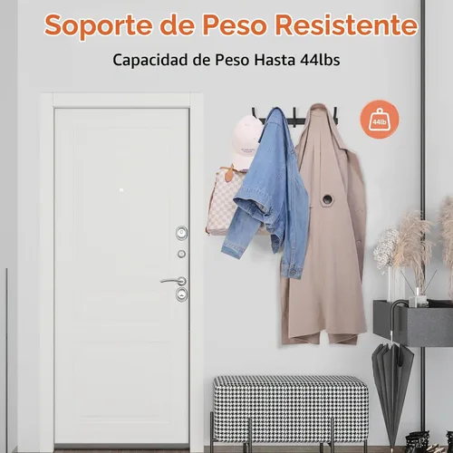 Vista 3 de Optish Perchero de Pared para Montar, Gancho para Abrigos de Montaje en Pared, Ganchos de Pared para Colgar, Perchero para Sombreros para Paredes