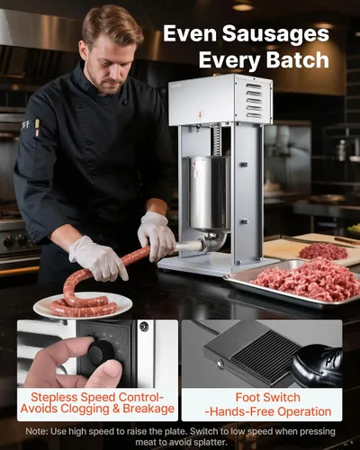 Vista 2 de VEVOR Relleno eléctrico de salchichas, relleno vertical de carne de 22 10l