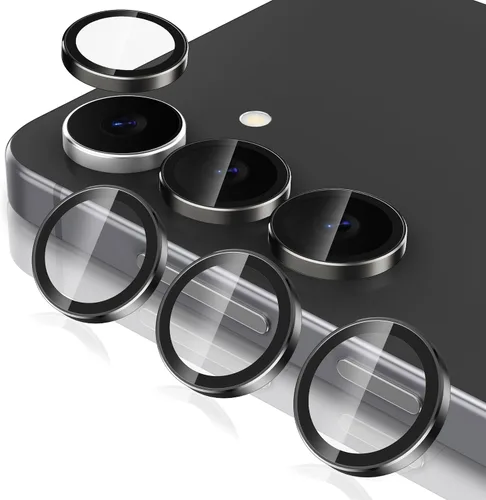 Vista 106 de Casetego Protector de lente de cámara para Galaxy Z Fold 8, [Diseño de purpurina mejorado], [Fuerte adherencia], lente de vidrio templado 9H negro