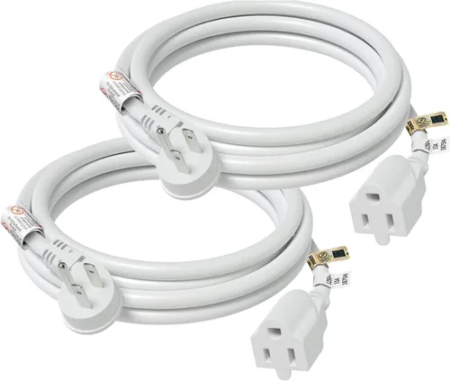Vista 9 de FIRMERST 1875W 6 pies 15A Cable de extensión de enchufe plano de perfil bajo 14 AWG negro, listado UL