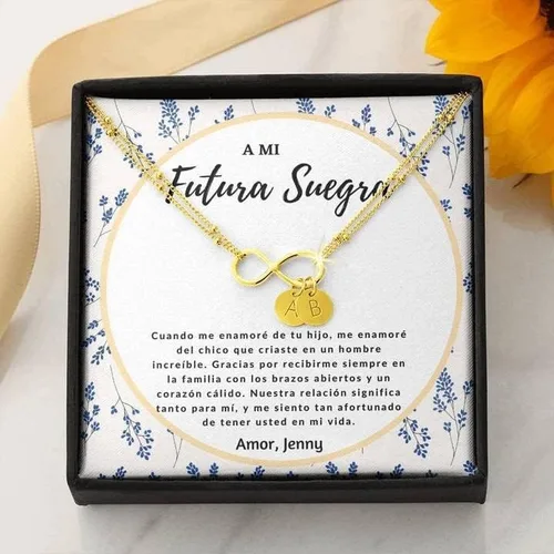Vista 3 de Joyería para tarjetas de mensaje, regalo personalizado, regalo para la futura Suegra, collar futura suegra, Futura Suegra Joyas, Regalos de Boda, a