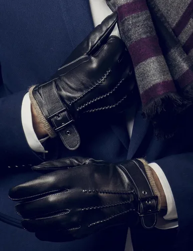 Vista 5 de YISEVEN Guantes de piel de cordero con forro de cachemira de invierno para hombre