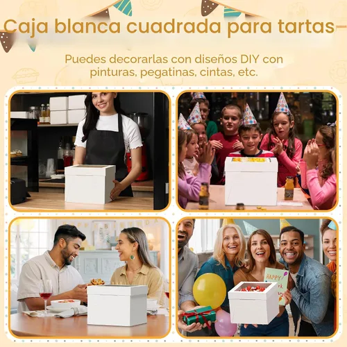 Vista 7 de RYDDOY 3 Pack Cake Boxes with Board, 10x10x8 In Tall Cake Box with Window Soporte para tartas, contenedor de transporte de almacenamiento, fácil