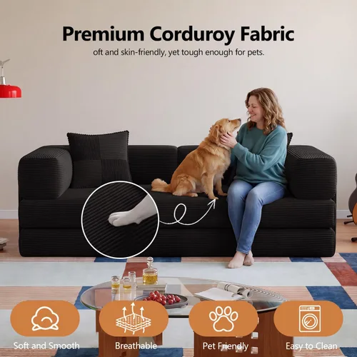 Vista 7 de Sofá cama sin hueso de 78.8 pulgadas para sala de estar, sofá