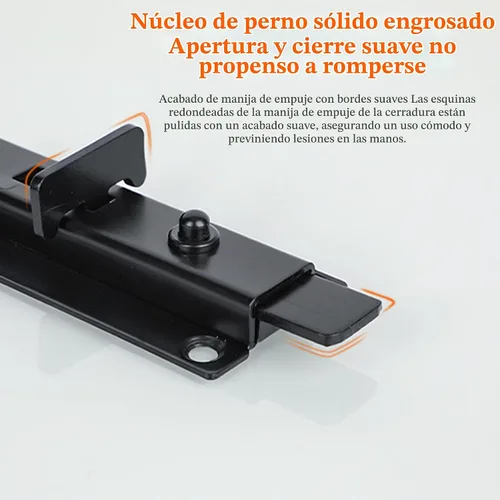 Vista 4 de Alise - Pestillo de perno deslizante de 3 pulgadas, cierre automático de resorte negro para puerta