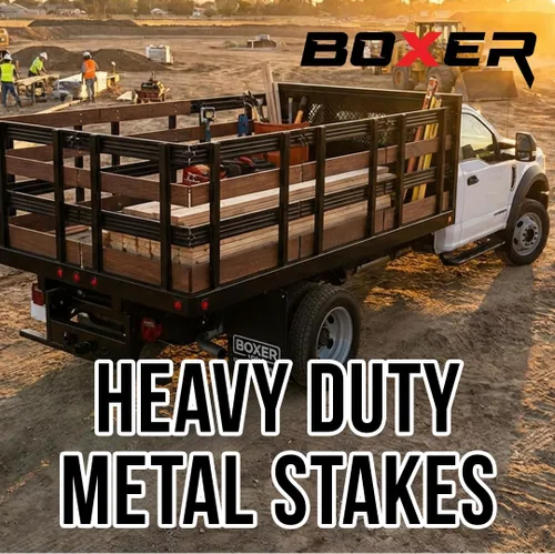 Vista 7 de Boxer Estaca de metal para camión de herramientas, 6 piezas, extremo cuadrado de 12 pulgadas, recubierta en acabado negro, estaca resistente