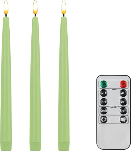 Vista 10 de CVHOMEDECO. Velas cónicas sin llama con control remoto de 10 teclas, velas LED parpadeantes con mecha 3D, funciona con pilas, velas de cera real